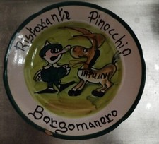 Piatto Buon Ricordo Borgomanero  Ristorante “Pinocchio” Decorato Mano Tapulon