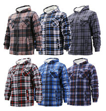 Giacca con cappuccio uomo fantasia quadri morbida calda foderata sherpa zip intera flanella
