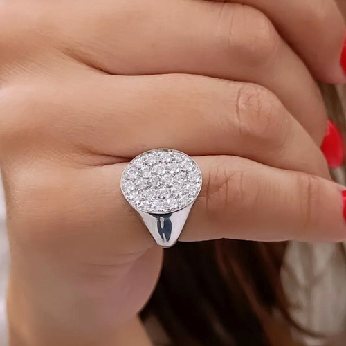 Anello chevalier con pavè - , di