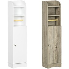 kleankin Mobiletto Bagno con 3 Ripiani e Armadietto a 2 Livelli in Legno