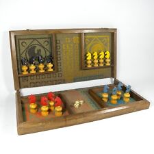 GIOCO DA TAVOLO VINTAGE D'EPOCA FRANCESE IN LEGNO PACHISI CAVALLI ANTICO V523