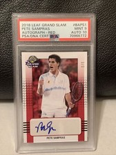 2018 LEAF GRAND SLAM TENNIS PETE SAMPRAS AUTOGRAFO ROSSO SSP# 3/3 PSA 9 AUTO 10