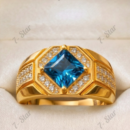 Topazio blu londra con anello - blu,
