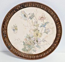 Antico Vassoio in Ceramica Dipinta e Rame Lavorato Fine XIX  Inizio XX secolo