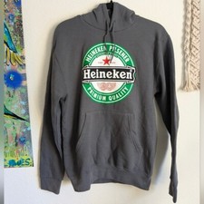 Felpa con cappuccio Heineken Pilsner birra alcol grigio scuro unisex uomo taglia S