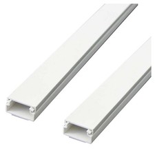 SET 2 CANALINA ELETTRICA PASSACAVI ADESIVA DA 1MT IN PLASTICA BIANCO 20 X 10 MM
