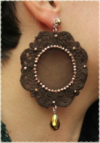 Orecchini pizzo macrame - orecchini,