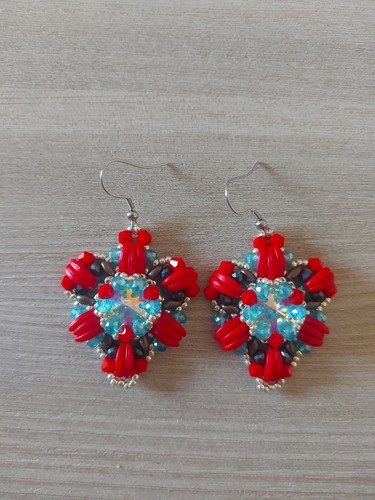 Orecchini artigianali rosso - orecchini,