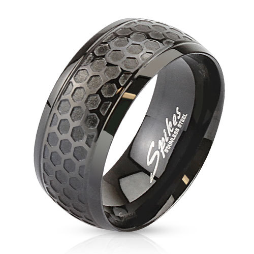 Anello acciaio inox nero - anello,
