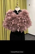 Coprispalle Elegante In Piume Di Struzzo Colore Rosa Antico 