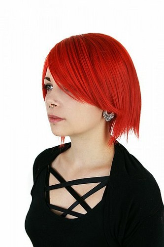 Parrucca corta rossa liscia