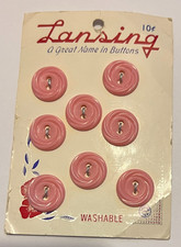 Bottoni piatti vintage Lansing due fori nuovi vecchio stock ROSA
