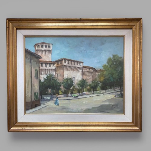 Veduta con castello - con, su