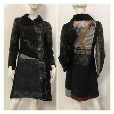 DESIGUAL Cappotto nero grigio ricamato Tg EUR 40