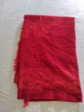 SCIARPA/LANCIA SCIARPA CON FRANGE VINTAGE RESTAURO FERRAMENTA ROSSO 50"X70" Made In Italy