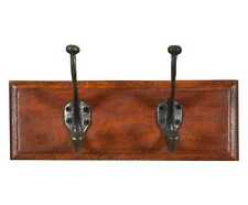 Attaccapanni Appendiabiti da Parete in Legno e Ferro a 2 Ganci - 30 cm x 15 cm 