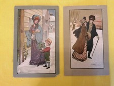 2 cartoline illustrate d'epoca