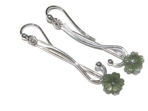 Orecchini giada fiore verde - fiore,