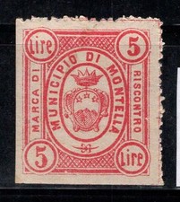 Montella - Nuovo ** 80% marche comunali 5 Lire, Riscontro