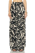 Pantaloni Enza Costa Resort Astratti Tropical Cupro 1/S Nuovi senza etichette $395