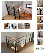 Loft Legno Acciaio Ringhiere Nero Parti Corrimano Montanti Quercia Industrial