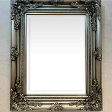 Specchio Argento Ornato Shabby Chic Corniciato Da Parete Appeso Arte Decorativa Barocca 53cm