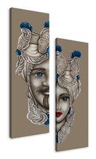 Coppia Quadri su tela Teste di