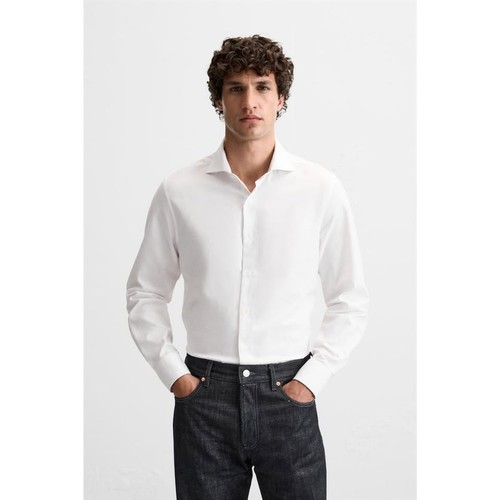 Zara white stretch - white, button