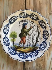 Piatto Da Parete Ceramica Febbraio Dipinto A Mano Bassano