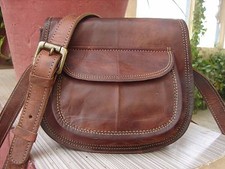 Borsa hippie indiana in vera pelle vintage messenger da donna a tracolla