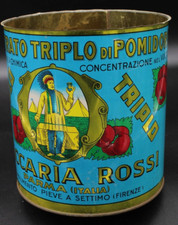 Antica Scatola Latta Pubblicità Concentrato Triplo Pomodoro Zaccaria Rossi Parma