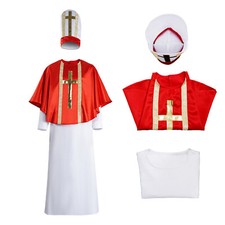 Costume Halloween Chiesa Sacerdote Predicatore Pastore Frate Accappatoio Cappello Mascherina Tute