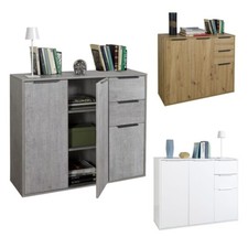 MADIA CREDENZA MOBILE  3 ANTE 2 CASSETTI BAMBEY BIANCO CEMENTO ROVERE