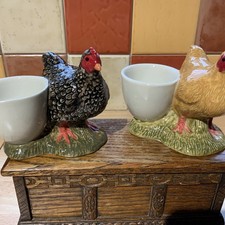 QUAIL POTTERY HEN EGG CUPS x2