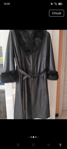 Cappotto lungo pelle - cappotto, nero