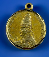Medaglia religiosa vintage cattolica Papa Paolo VI tono oro