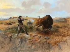Shooting the Buffalo 1892 by Charles M Russell Giclee Art Print + Ships Free