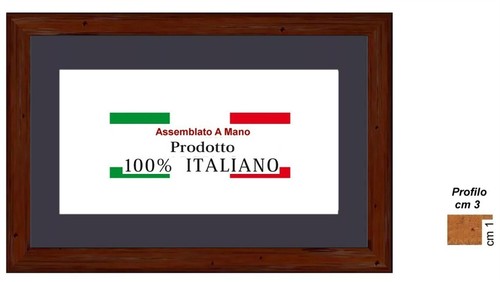 Cornice legno noce con - in,