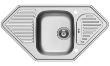 Lavello Angolo Medusa Incasso 95x50cm Cucina Acciaio Inox Con Mensola