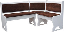 Koma - Panca Angolare in Pino Bianco Con Imbottitura Marrone, in Legno Massiccio