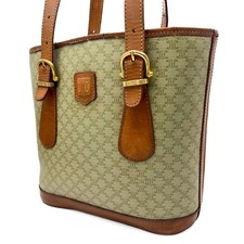 Borsa a tracolla CELINE vintage in pelle di macadam PVC beige trionfo originale