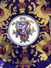 CERAMICA DA COLLEZIONE-ARALDICA-MAIOLICHE DERUTA-DRAGHI ALATI-PIATTO DECORATIVO