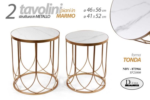 Set tavolini metallo oro - set,