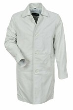 Cappotto lungo trench uomo classico 100% vera pelle di agnello bianco