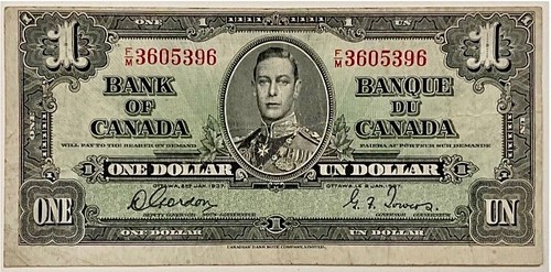 Dollar 1937 bank of - 1,
