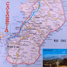 CARTINA STRADALE ITALIA CALABRIA CARTOLINA A COLORI