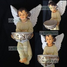 Statua angelo acquasantiera cm 35 in resina da appendere decorato arredo casa