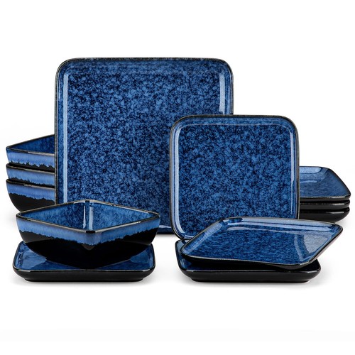 Set piatti quadrati gres - , blu