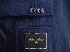 Giacca tuta Cesare Attolini blazer 50R/40R blu cashmere righe Italia