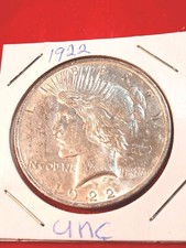 UNC, 1922 P Dollaro della Pace. 3 raggi sotto quello (rvs). 90%, spedizione piatta da 2€. 